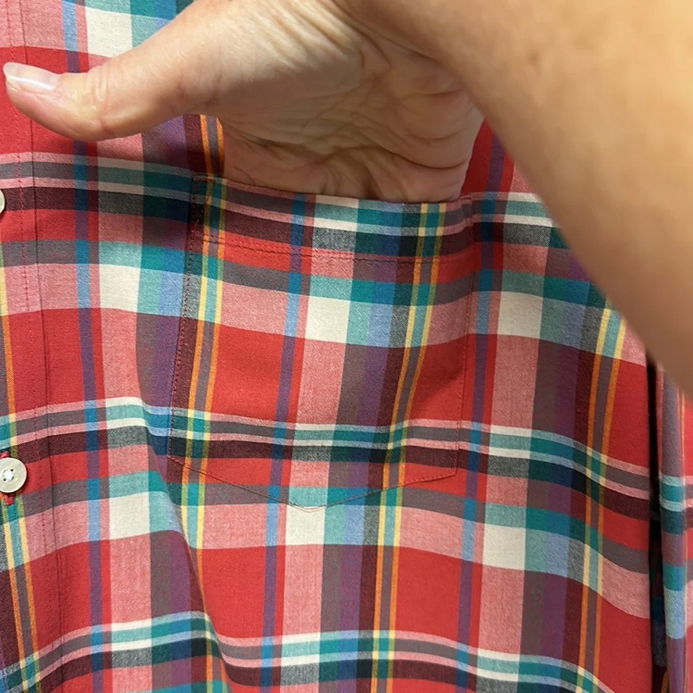 J. Crew Summer Plaid Long Sleeve Button Down Shirt L